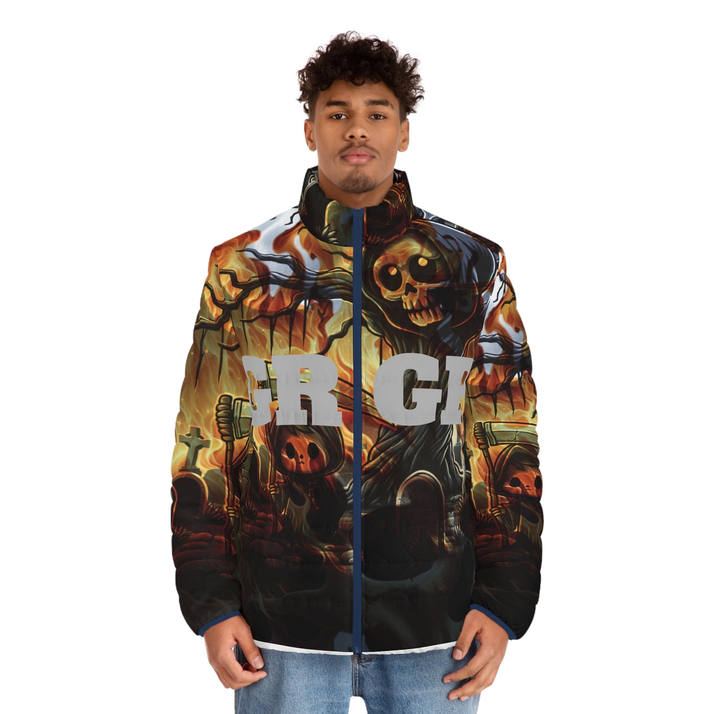 GRGP "HOLLOWEEN NIGHT" Gothic Men's Puffer Jacket,