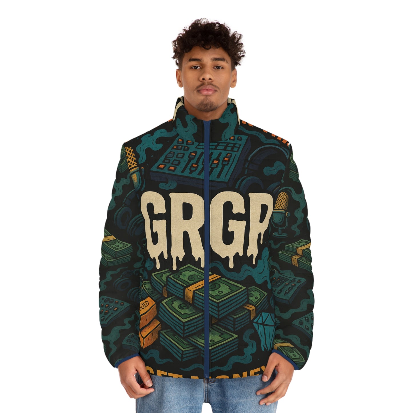 GRGP "GET MONEY X TIME IS MONEY Men's Puffer Jacket