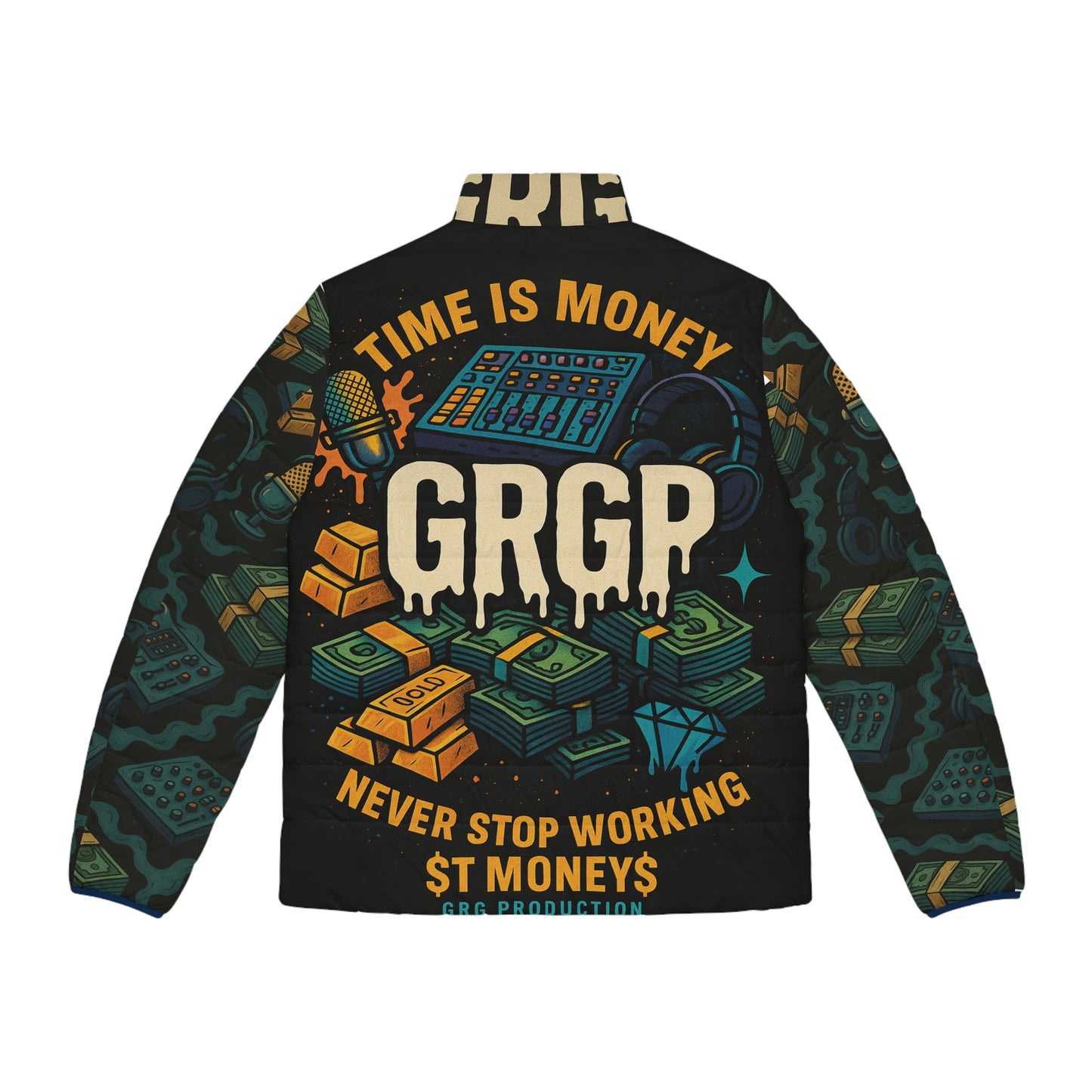 GRGP "GET MONEY X TIME IS MONEY Men's Puffer Jacket