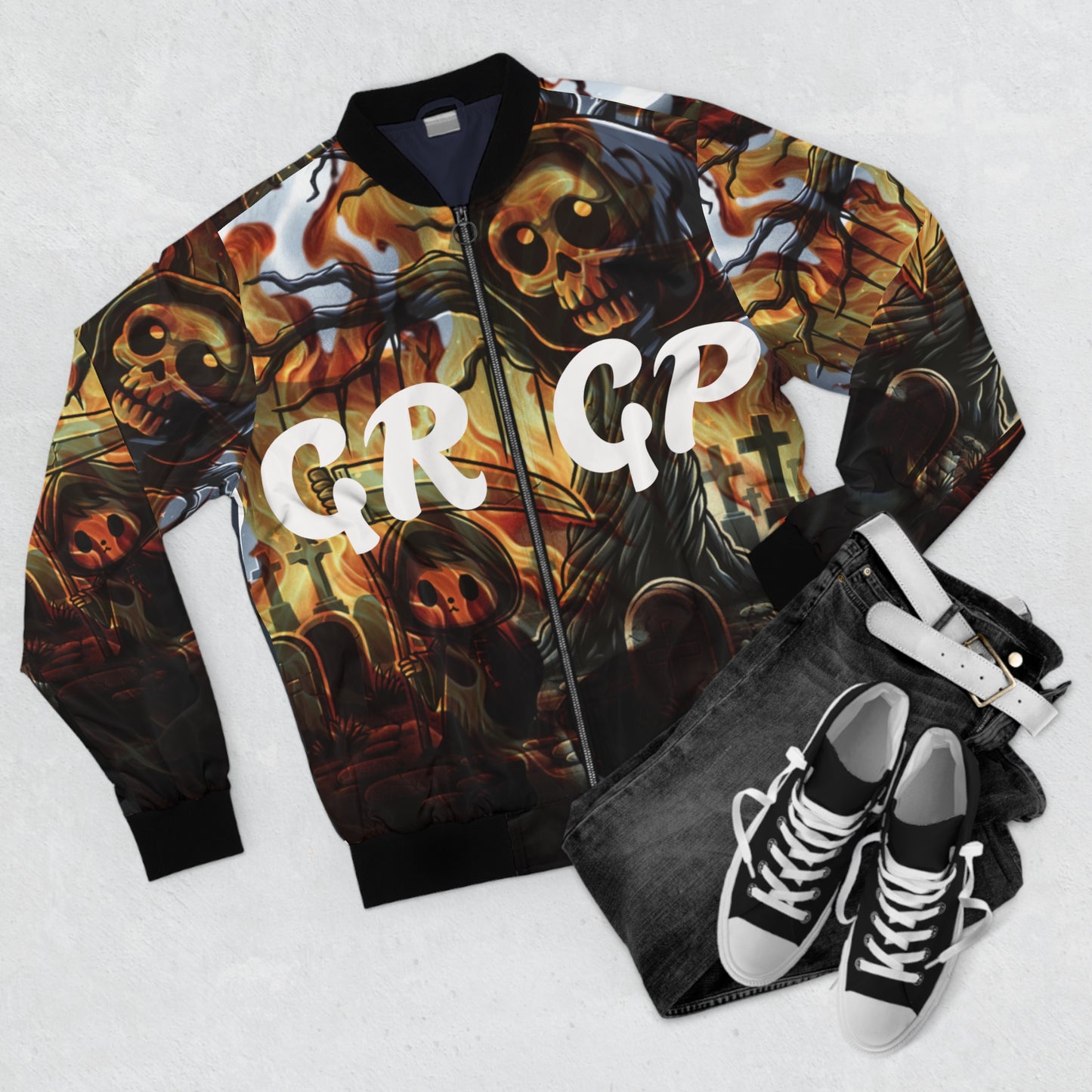 GRGP "HOLLOWWEEN NIGHT" Gothic Skull Bomber Jacket, Unisex