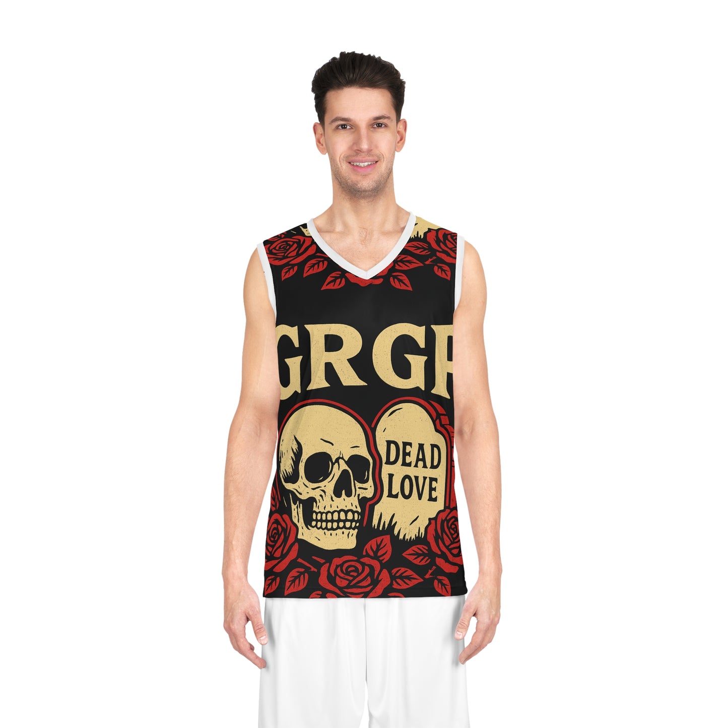 GRGP "DEAD LOVE" Gothic Skull Basketball Jersey, Floral Sportswear