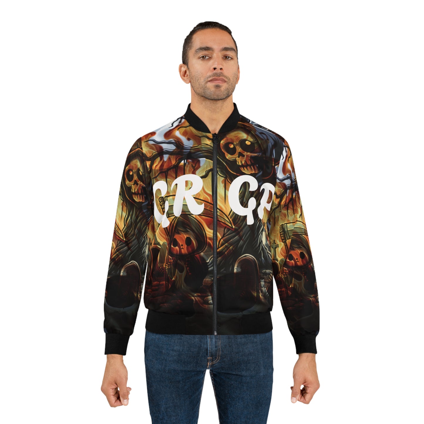 GRGP "HOLLOWWEEN NIGHT" Gothic Skull Bomber Jacket, Unisex