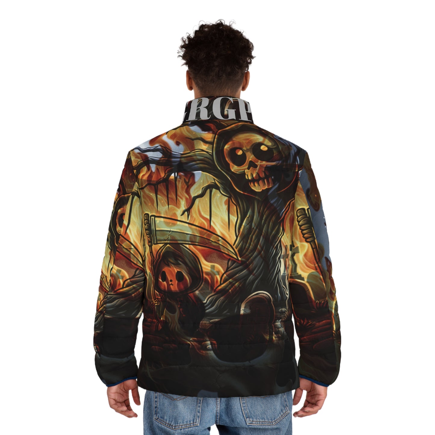 GRGP "HOLLOWEEN NIGHT" Gothic Men's Puffer Jacket,