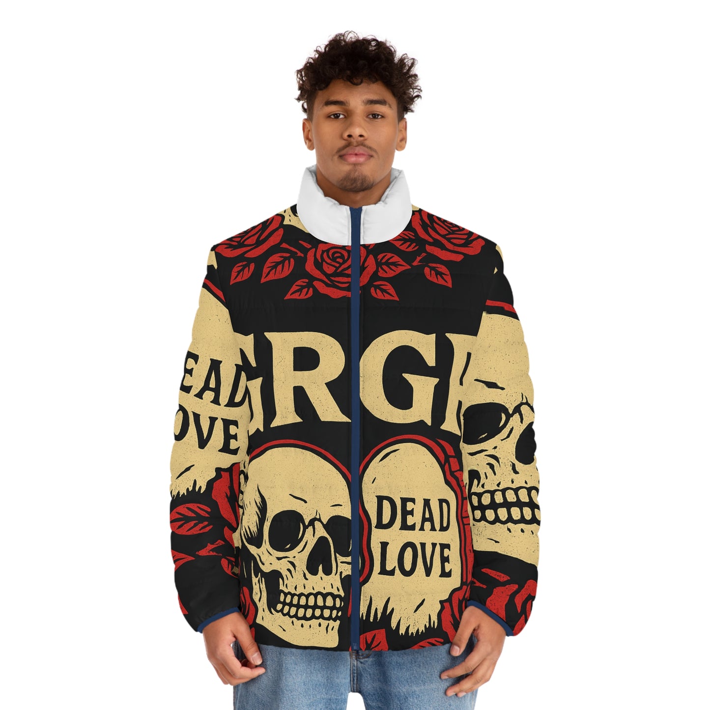 GRGP "DEAD LOVE" Men's Gothic Puffer Jacket,