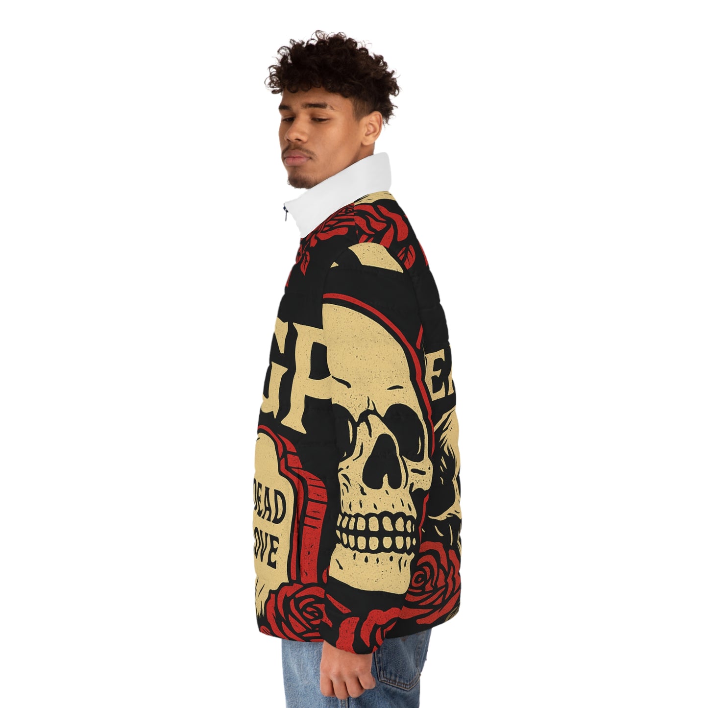 GRGP "DEAD LOVE" Men's Gothic Puffer Jacket,